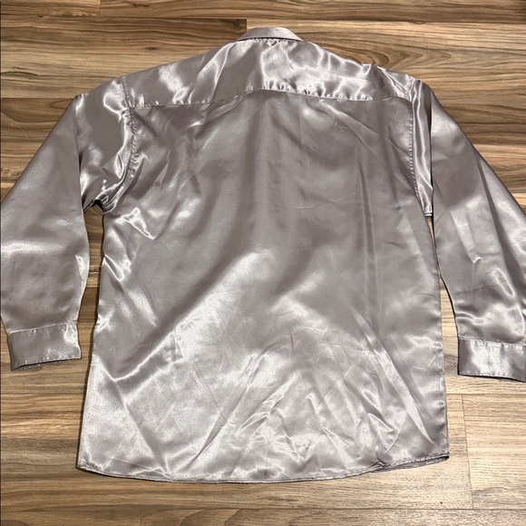 Jordan Craig Shiny Gray Long Sleeve Disco Dress Shirt Mens Size L 16.5 - Picture 6 of 6